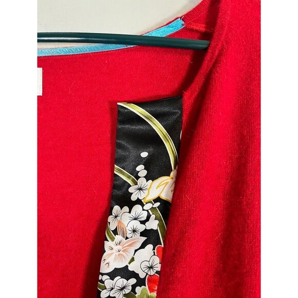 Soft Surroundings Wool Floral Burnout Sweater XL Oversized Velvet Asian Chic 80s - Picture 8 of 13